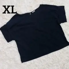 【GU】美品❣️ショート丈 半袖 Tシャツ/カットソー/ブラック/ゆったり/XL