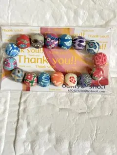 新品★和モダン フラワーブレスレット 花柄 ビーズ 華やか 樹脂風 和装小物