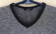 Vネック 黒ボーダー カットソーTシャツ AZUL メンズのサムネイル