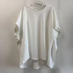 opaque.clip ホワイト ルーズフィット Tシャツ ギャザー入り