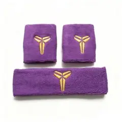 Kobe 刺繍ロゴ スポーツヘアバンド+2リストバンドセット バスケ吸汗
