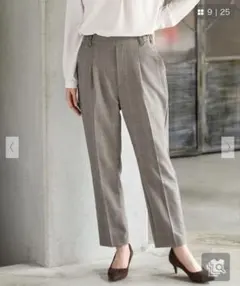 GLACIER 総柄テーパードパンツ　ベージュチェック