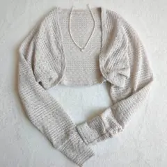 デイジー SHEIN◇クロップドカーディガン ボレロ すかし編み バレエコア S