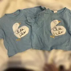 アヒル刺繍 Tシャツ 2枚セット 90 双子　保育園のサムネイル