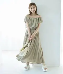 未使用❕mysty woman バルーンスリーブワンピSET ワンピース　カーキ