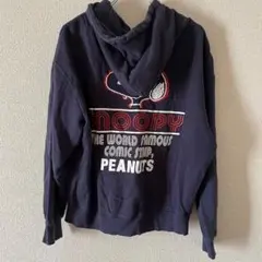 PEANUTS ジップアップパーカー(Ｌ)ネイビー スヌーピー バックプリント