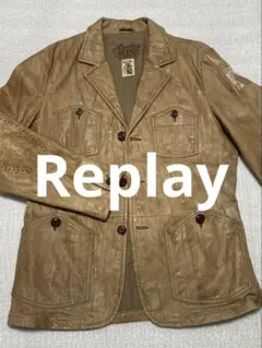 REPLAY レザージャケット　ヴィンテージ加工　Lのサムネイル