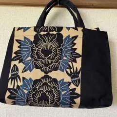 和柄花柄キャンバス地バッグ