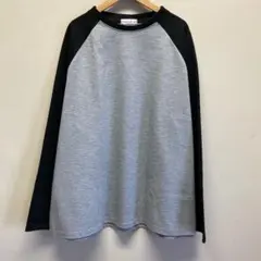 グレー/ブラック ラグランスリーブ 七分袖カットソー