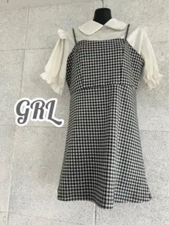 GRLギンガムチェック柄ミニワンピースXフリルシャツセットアップ春夏M