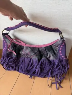 Ｑ❤️ フリンジ紫色ショルダーバッグ