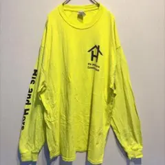 ギルダン 長袖Tシャツ XL 蛍光イエロー ネオンロンT 袖プリント