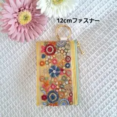 ミニポーチ インド刺繍リボン 背面カードポケットあり ハンドメイド