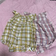 チェック柄ロンパース セット　70&80