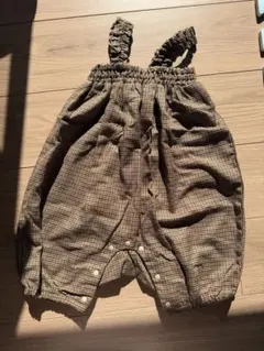 tete a tete チェック柄サロペット　股下スナップ有