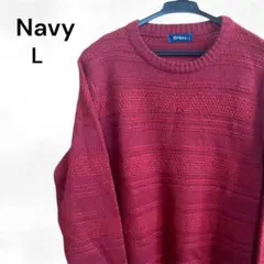 Navy　ニット　L　ワインレッド　セーターのサムネイル
