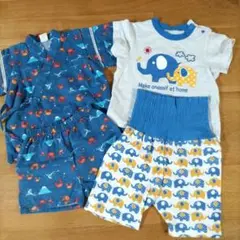 甚平80　パジャマ上下セット　男の子　春　夏　半袖　半ズボン　ハーフパンツ