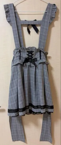 LIZ LISAグレー チェック柄 サスペンダー スカート