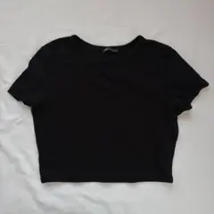 ZARA ブラック クロップドTシャツ