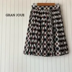 チェック柄プリーツスカート ネイビー 大人綺麗 きれいめ グランジョイ 美品