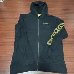 adidas フルジッパー フード付きスウェット 黒