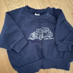 petit main 車刺繍 トレーナー ネイビー