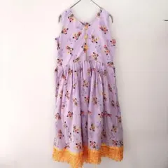 美品✨️ 花柄 ワンピース ノースリーブ パープル レディース フレアスカート