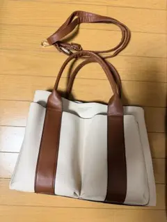 横浜元町キタムラバッグ イエロー✖️キャメル トートバッグ A4可 