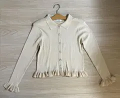 LOWRYS FARM ベージュリブカーディガン