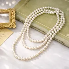 パール風ネックレス ロングネックレス シンプル 結婚式 フォーマル 122