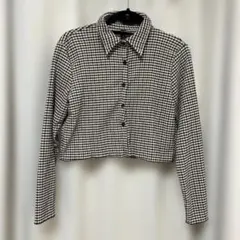 【5/6まで】DAZY チェック柄 クロップドシャツ M ピンク×ブラック