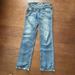 Levi's ストレートジーンズ レディース　ブルー ダメージ加工