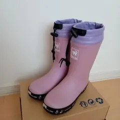 MY ZOO パープル 長靴 21.0cm 猫とうさぎのロゴつき