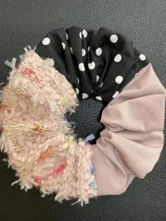 ピンクツイードドットミックスシュシュ