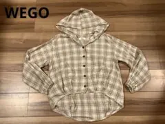 WEGO ウィゴー　チェック柄 フード付きシャツ ベージュ　パーカー　羽織りのサムネイル