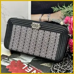 ★未使用級★　CHANEL　ボーイシャネル　スパンコール　チェーンウォレット