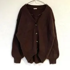 【ジーユー】パフィータッチ パフスリーブカーディガン Vネック 長袖 M