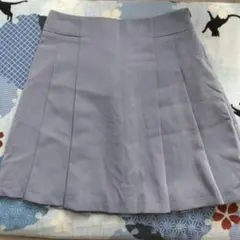 NICE CLAUP ボックスプリーツミニスカート グレー
