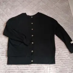 Javaブラックリブ編みカーディガン XL