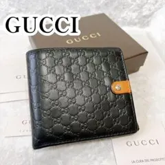 最高峰✨グッチ 二つ折り財布 フラグメントケース シマ GG レザー 黒