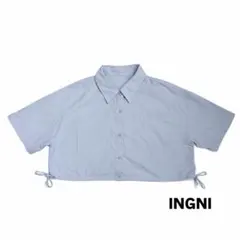 【最終値下げ】 【♡INGNI】ブルー ショート丈半袖シャツ Mサイズ