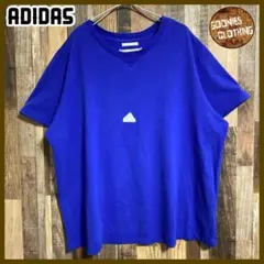 ビックシルエット 4XL アディダス ロゴ ブルー USA古着 半袖 Tシャツ