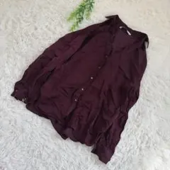 ZARA ザラ テロテロ 長袖シャツ ボルドー Sのサムネイル