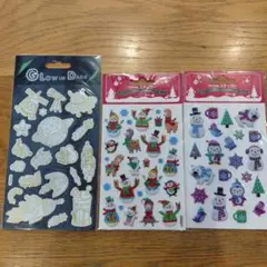 クリスマス　ぷっくりステッカー 　蓄光シール　宇宙　シート3枚セット