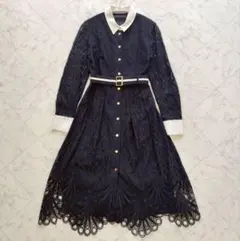 極美品 グレースコンチネンタル 刺繍レースドレス ワンピース 黒