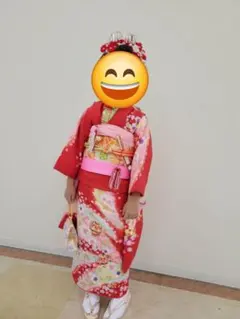 七五三 着物セット 赤 7歳 5歳 朱色 正絹 お誂 四つ身 - メルカリ
