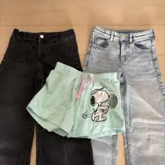 H&M デニム7-8Y 2枚　ZARAスヌーピーショートパンツ