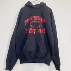 ギルダン パーカー フード 長袖 カレッジ柄 S 黒 綿 海外古着のサムネイル