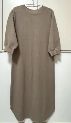 UNIQLO ユニクロ　ワッフルワンピース　モカ　七分袖　Sサイズ