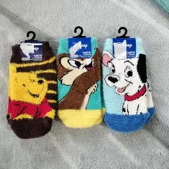 １０１匹わんちゃん 　ぷーさん　チップ＆デール　 もこもこ靴下　13〜18